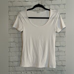 Mangopop White Scoop Neck Short Sleeve Top Size Small